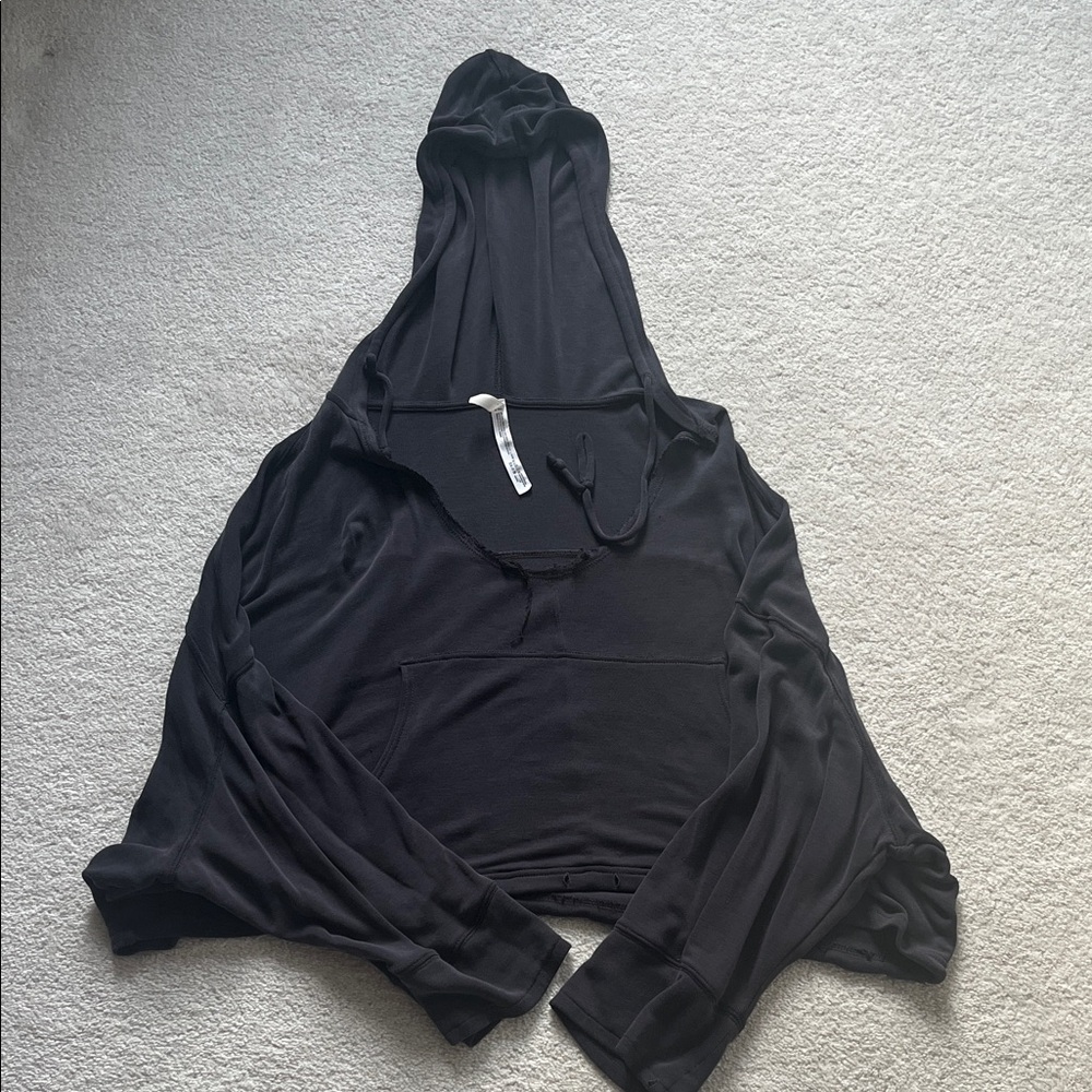 Women Free People Gray Oversized Cropped Off the Shoulder Sweatshirt Size Small